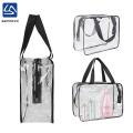 new 2018 zipper closure clear pvc toiletry bag with handle